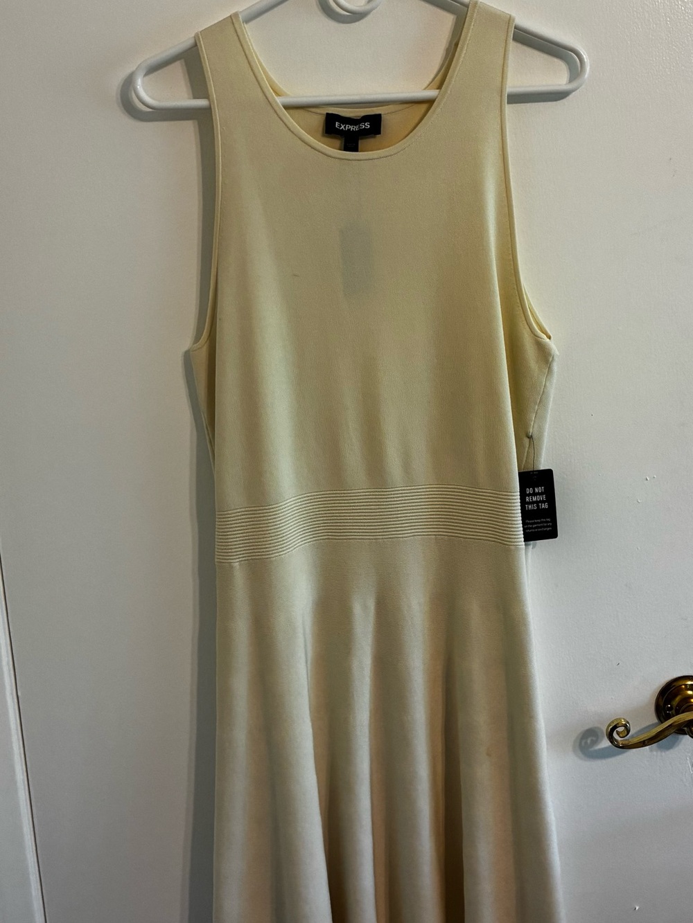 Express Cream Sleeveless Midi Knit Dress